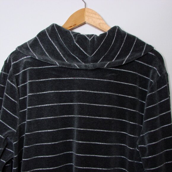 Talbots Gray Velvet Tunic Top Luxe Cowl Neck Silver Metallic Stripe Plus Size 2X - Picture 11 of 12
